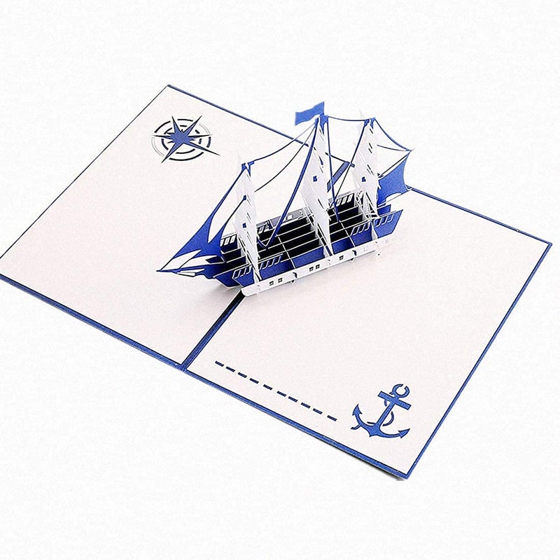 the love 2-Pack Sailing Boat Pop Up Cards Greeting Cards for Men and Boys Congratulation, for Special Day Father's Day Valentine's Day, Birthday or Wedding, with Envelope (Navy) - Image 3